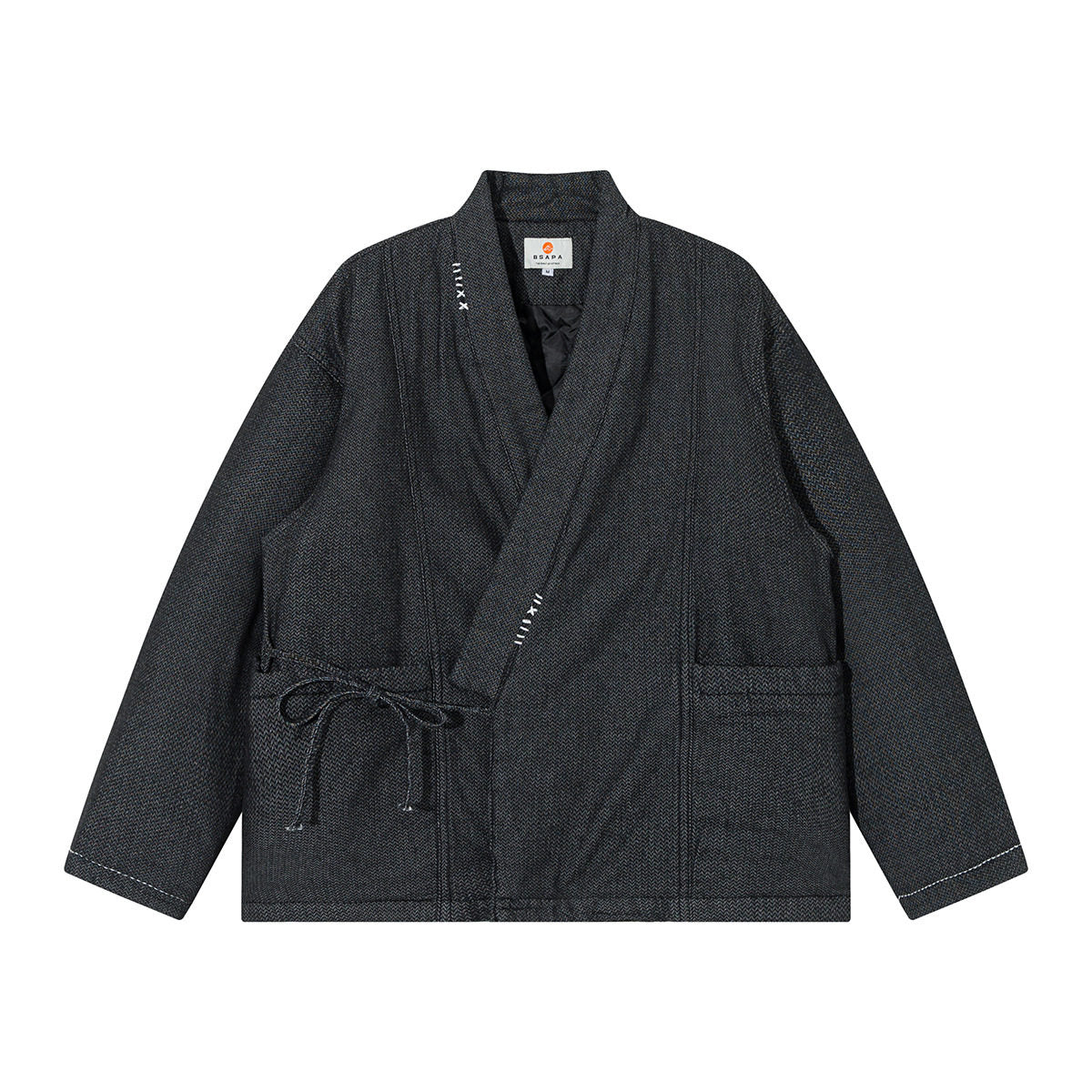 INDIGO STYLE Vintage Taoist Robe Denim Jacket - Two-Tone Oversized Coat (25AW)