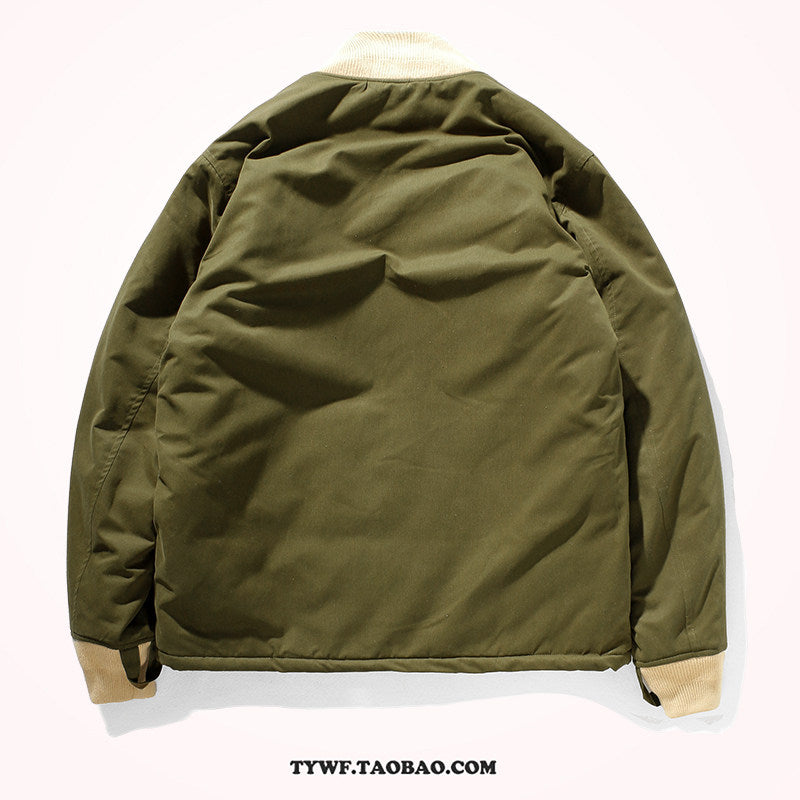 Japanese Retro Quilted Cotton Jacket - Baseball Collar Vintage Coat (Men)
