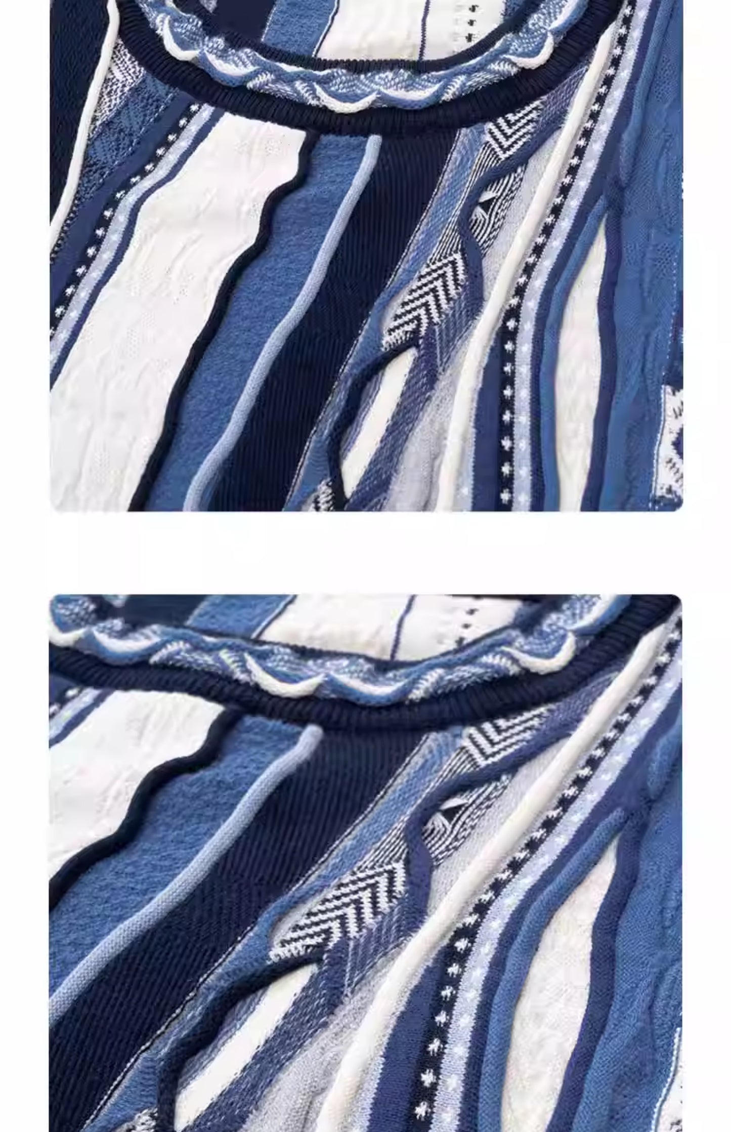 Medria Men's Retro Cleanfit Sweater - Bitter Melon Stripe Ethnic Texture Pullover