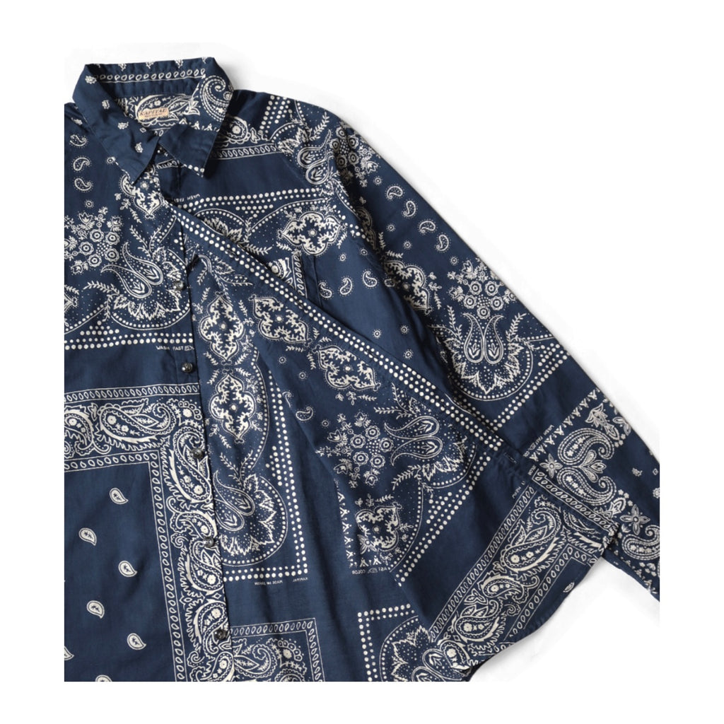 Japanese Style Casual Paisley Breathable Lightweight Turn-Down Collar Loose Long Sleeve Shirt