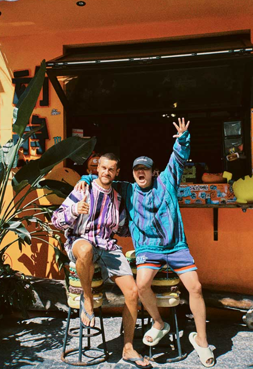 Medria Couple Retro Bitter Melon Stripe Sweater - Autumn Winter Purple Potion Pullover