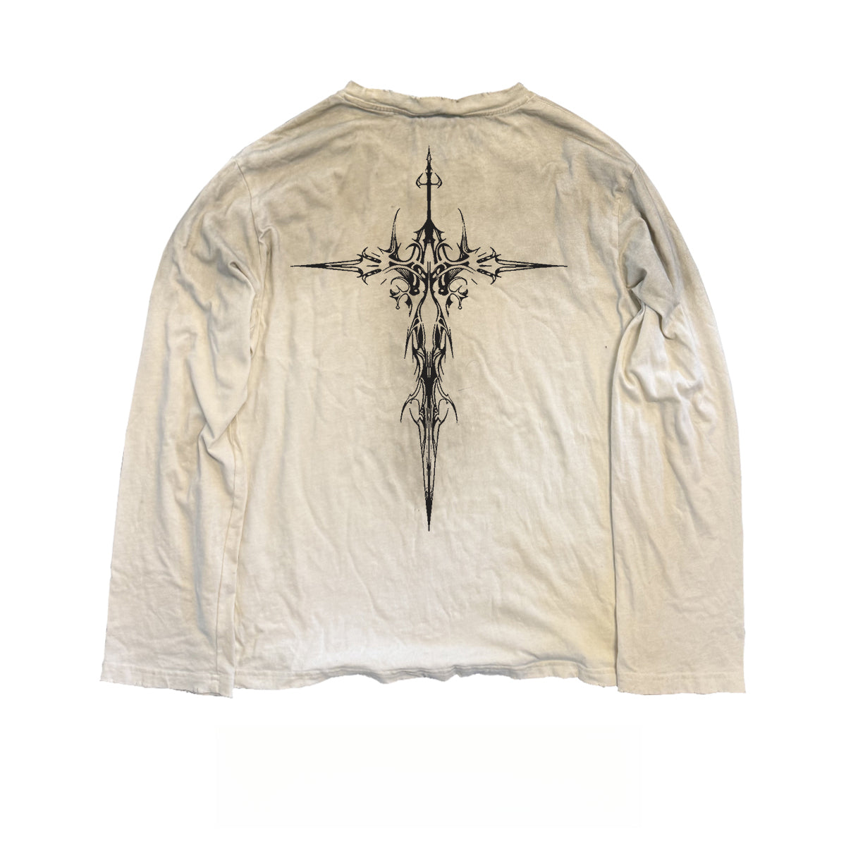 Melanin “Little Dirty” Batik Spray-Horse Tee – Gothic Art, Vintage Red Distressed Long Sleeve