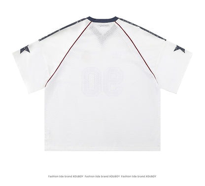 American Street Style T-Shirt for Men and Women 2025 Summer Rugby Jersey Short Sleeve Oversize Loose Casual Top