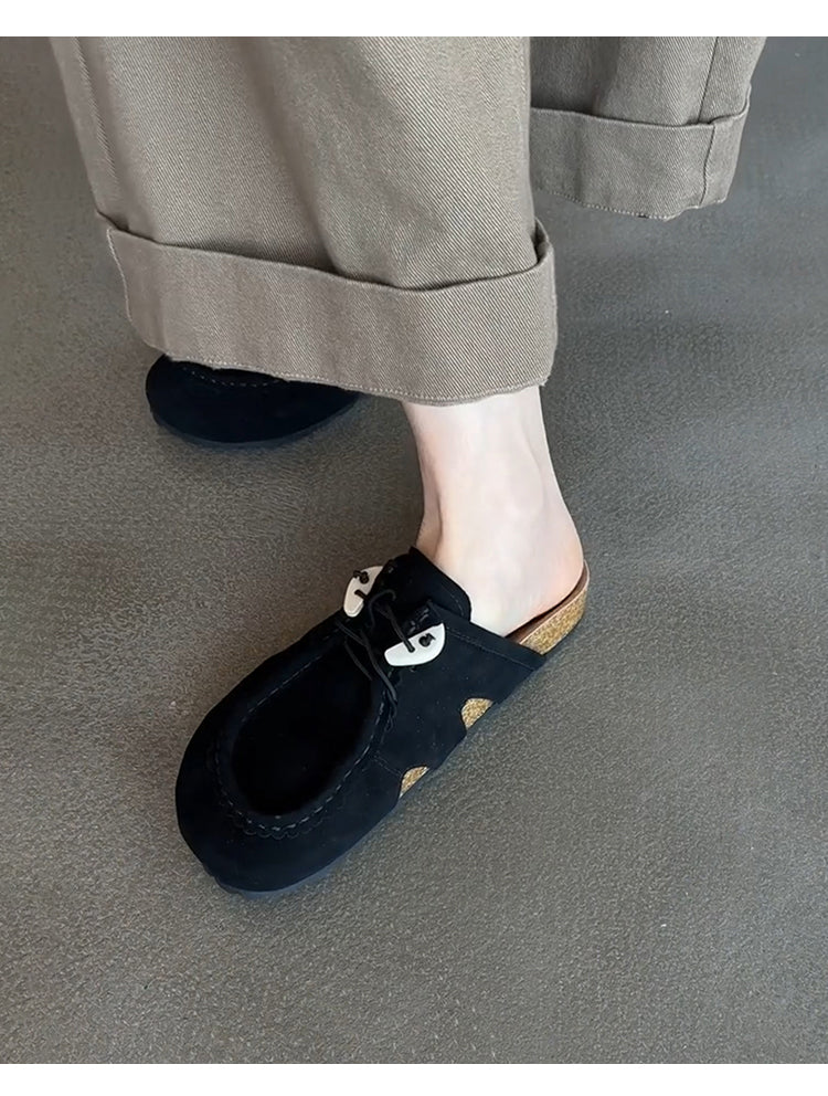 Women's Retro Birkenstock Shoes - Sheepskin Thick-Soled Flat Genuine Leather Suede Slip-On Shoes