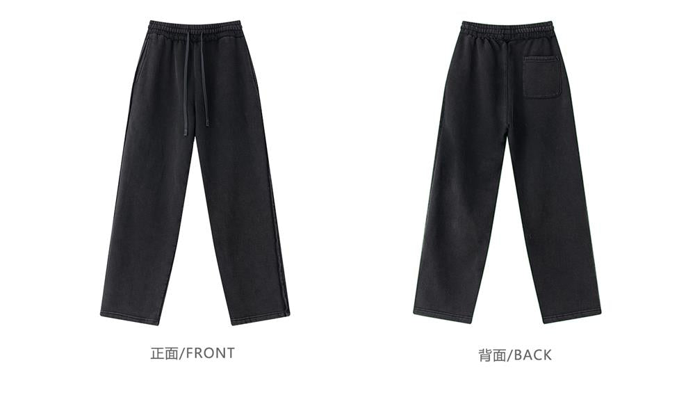 Heavyweight Fleece Washed Straight Sweatpants – Loose Casual American Style