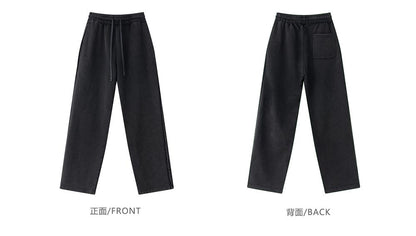 Heavyweight Fleece Washed Straight Sweatpants – Loose Casual American Style