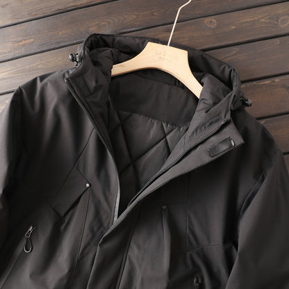 Men's Plus Size Euro-American Style Winter Jacket - Windproof Waterproof Hooded Thickened Cotton Coat