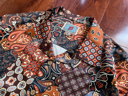 Ukiyo-E Patchwork Style Loose Drape Hawaiian Cuban Collar Printed Aloha Shirt Short Sleeve Shirt