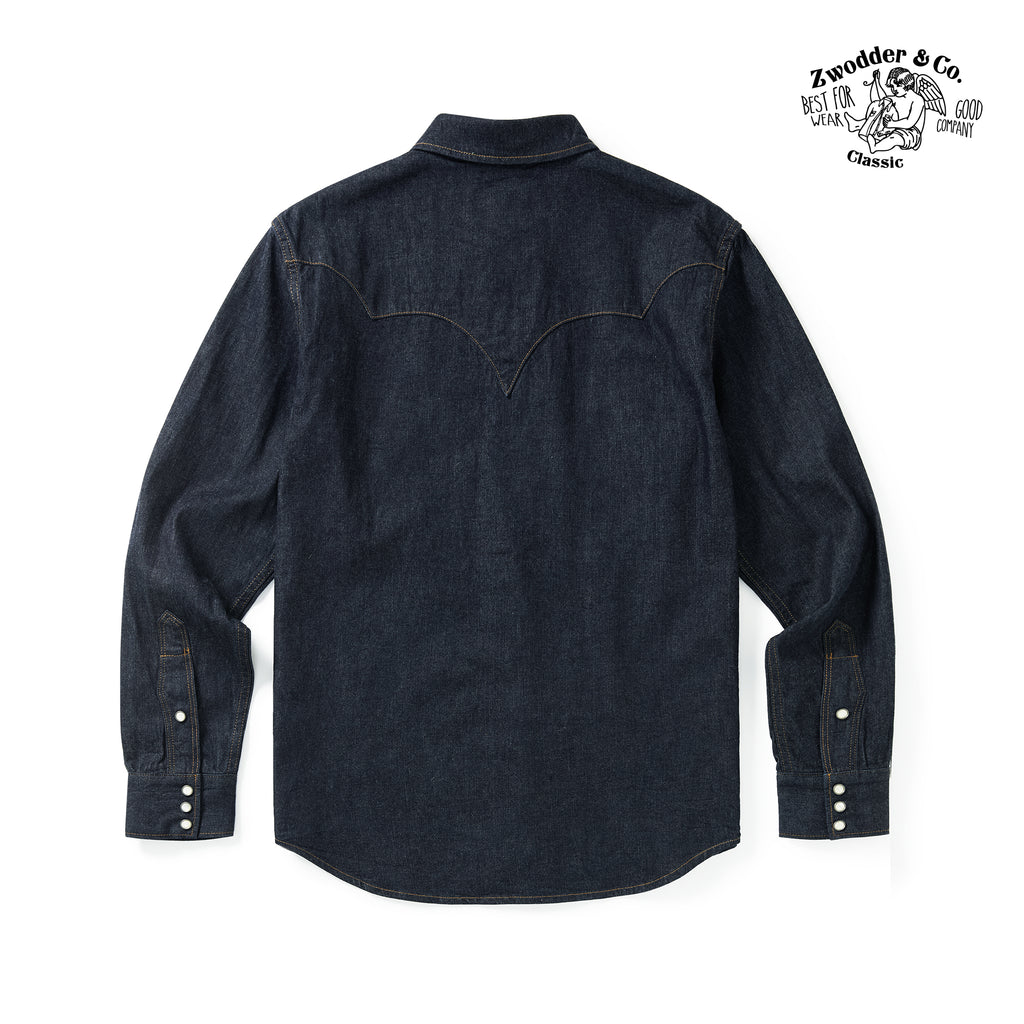 Zwodder Patchwork Leather & Denim Long-Sleeve Shirt – Vintage Americana Style