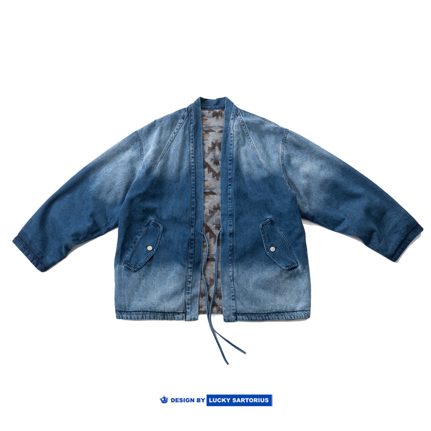 Vintage Ethnic-Style Reversible Denim Jacket – Japanese Retro Unisex Coat