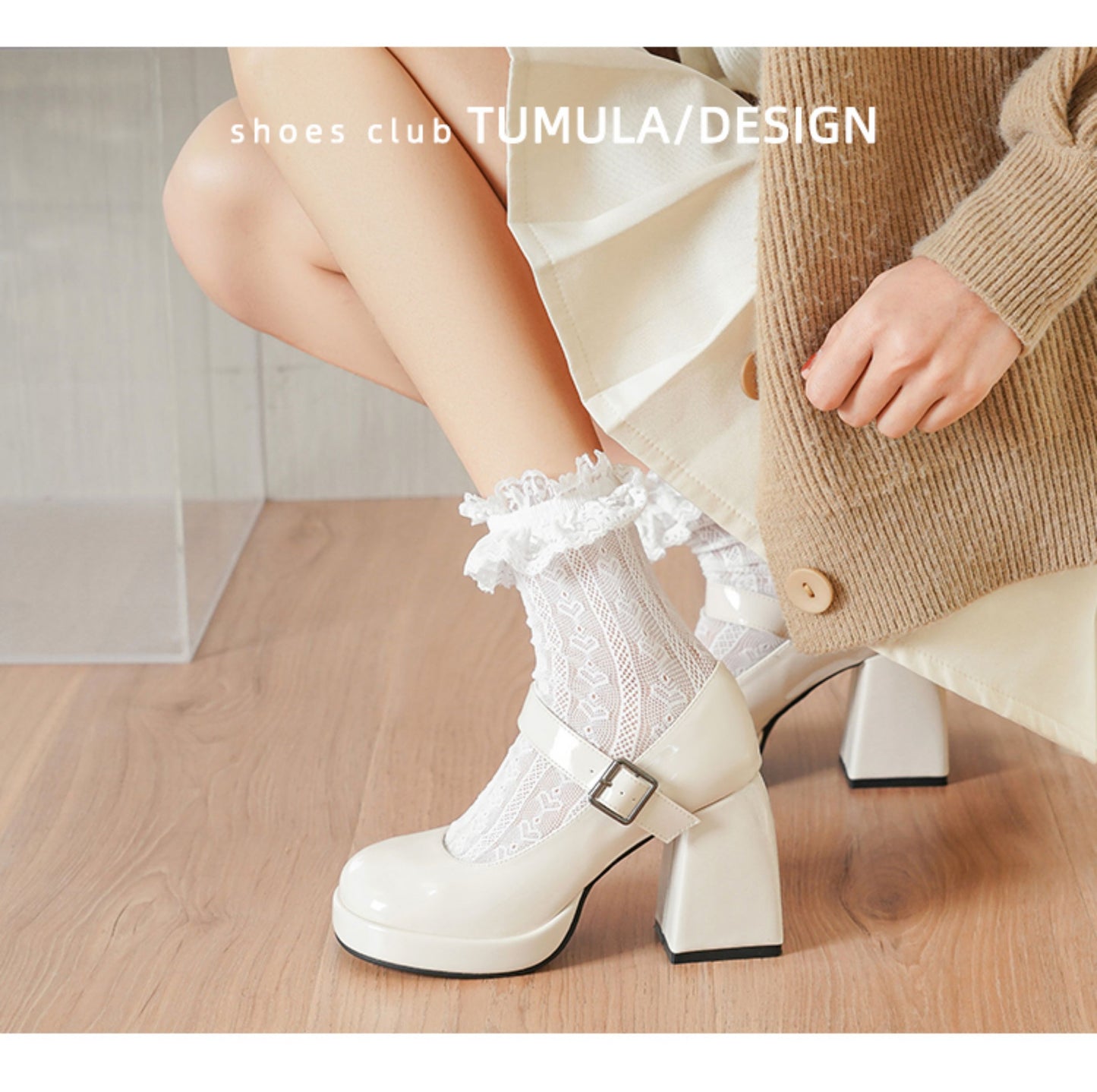 Women's French Style Mary Jane Wedding Shoes - Waterproof Platform Chunky Heel Elegant Bridesmaid Shoes