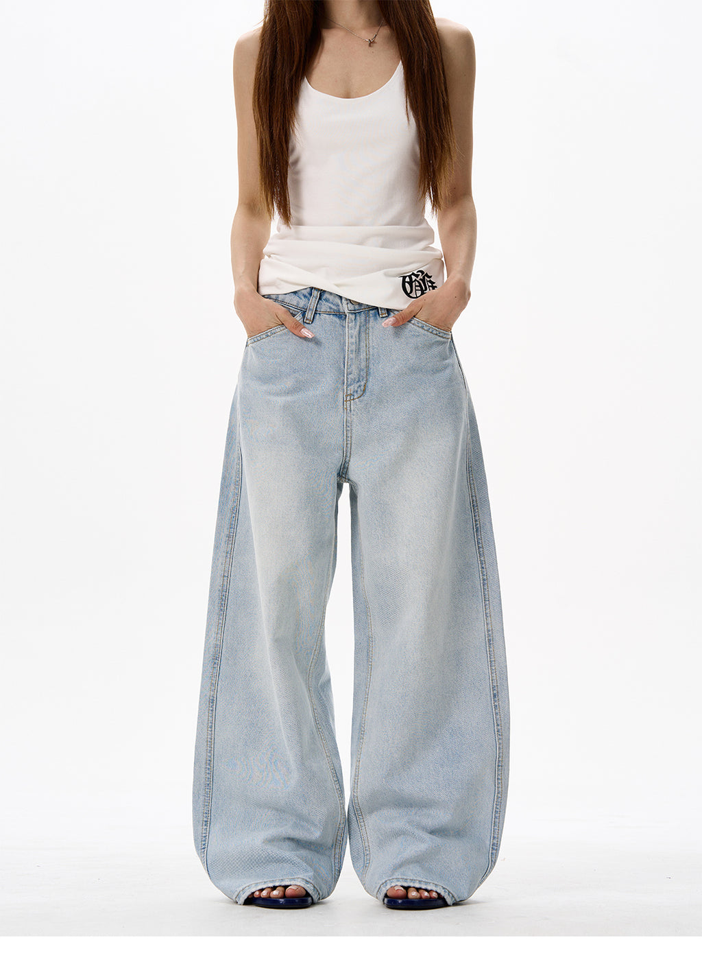 American Style Distressed Light Blue Jeans Trendy Brand Men's Cool Street Style High-End Pants