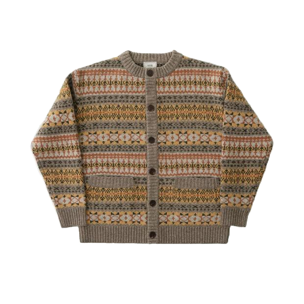 Fair Isle Ethnic-Style Merino Wool Cardigan – Thick Knit Unisex
