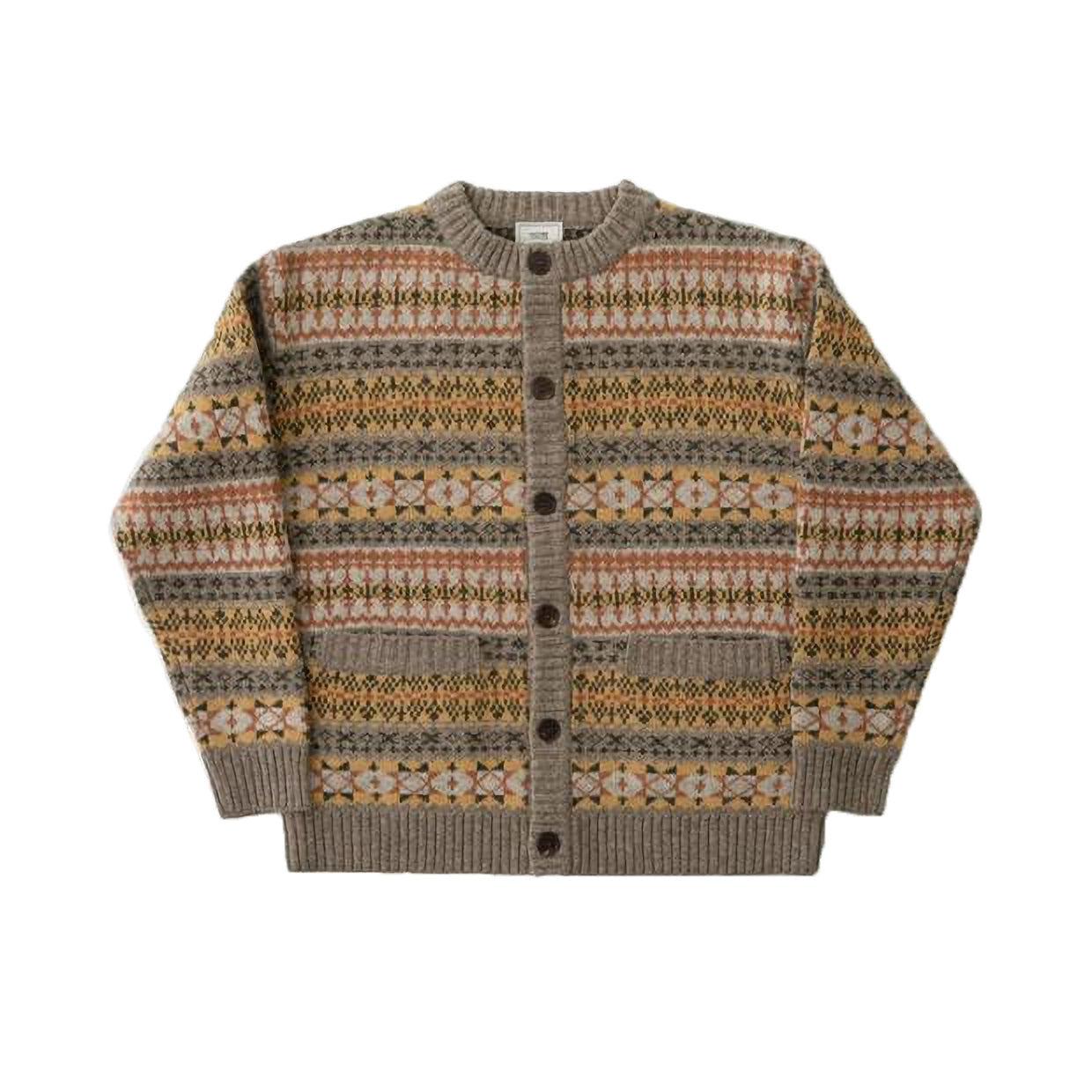 Fair Isle Ethnic-Style Merino Wool Cardigan – Thick Knit Unisex