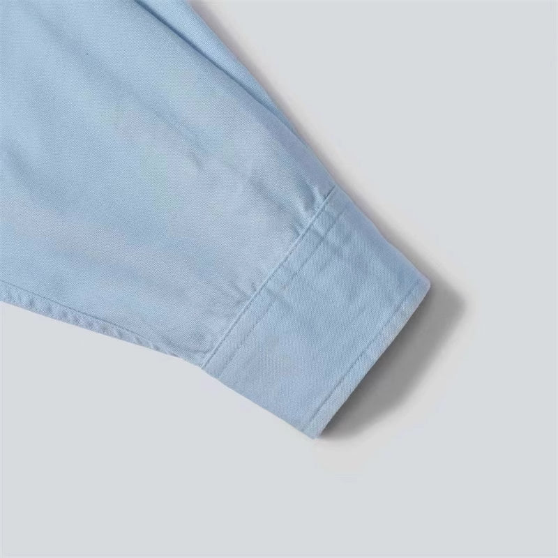Long Sleeve Shirt Pure Cotton Japanese Style Simple Solid Color Shirt for Men