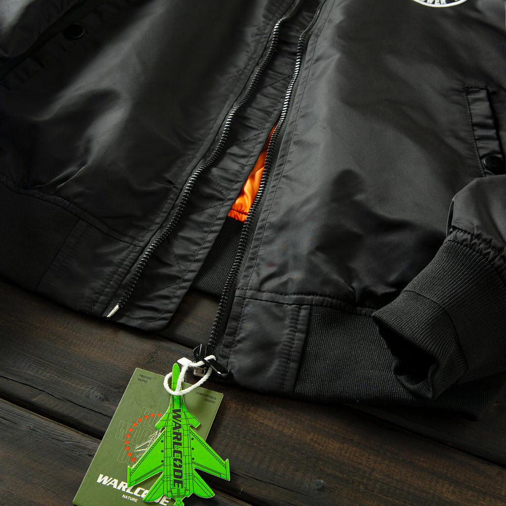 Men’s Heavy Embroidery Baseball-Collar Flight Jacket – Rugged Retro Casual for Fall