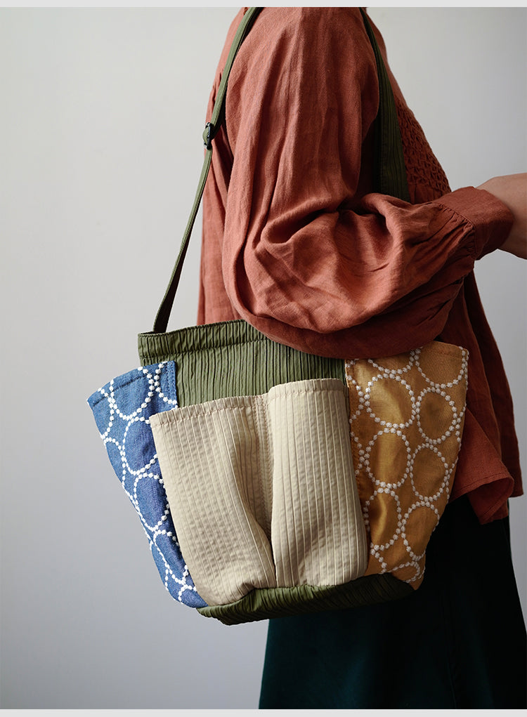 Original Patchwork Large Capacity Crossbody Bag Retro New Chinese Style Embroidered Tote Bag for Women