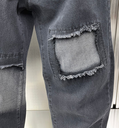 Men's 2025 Spring Japanese Retro Gradient Washed Jeans - Street Style Patchwork Straight Pants