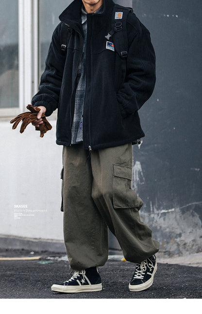 Men's Winter Fleece Cardigan - Trendy Loose BF Style Stand Collar