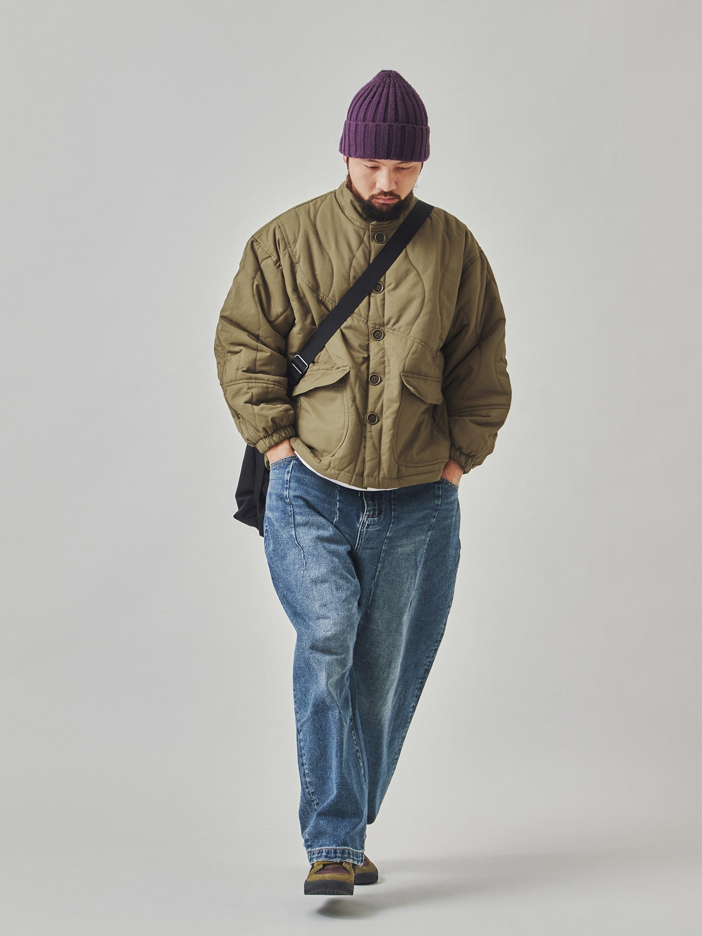 Stand Collar Cotton Padded Jacket - Large Pocket Thick Winter Coat (Men)