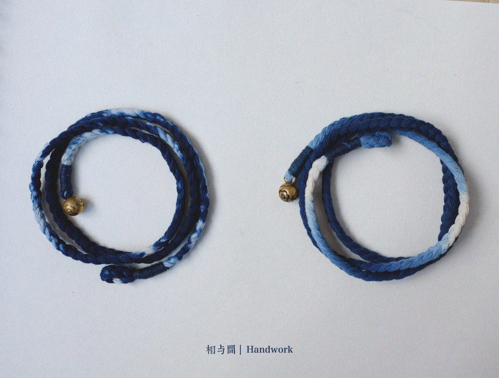 Original Blue Dyed Bracelet Chinese Retro INDIGO Tie-Dye Bracelet Multi-Turn Three-Strand Braided Couple Bracelet