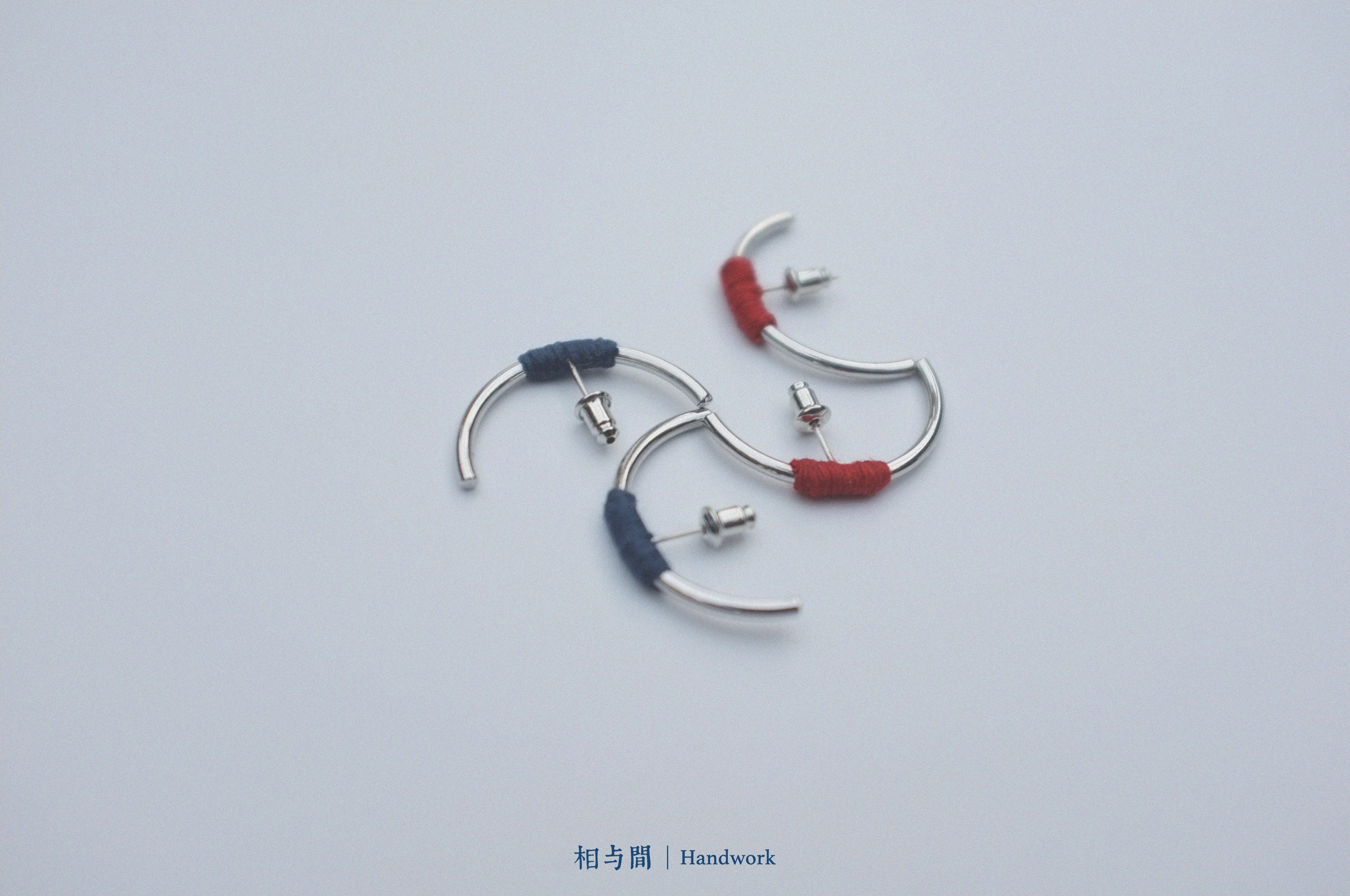 Original New Year Red Plant-Dyed Earrings Handmade Geometric Niche Personality Ear Jewelry 925 Silver Ear Studs