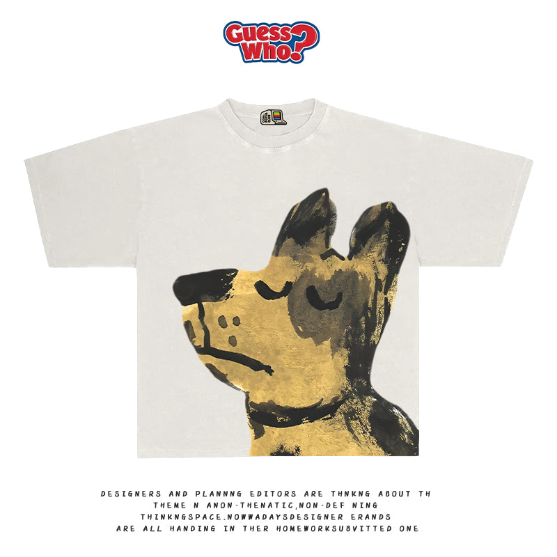 All Nature “Artist Cat” Hand-Painted Graphic Tee – Summer Short-Sleeve Fun Illustration