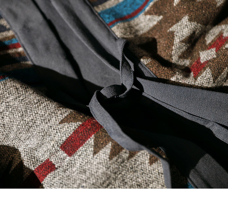 Men's Japanese Retro Reversible Cotton Robe Cardigan