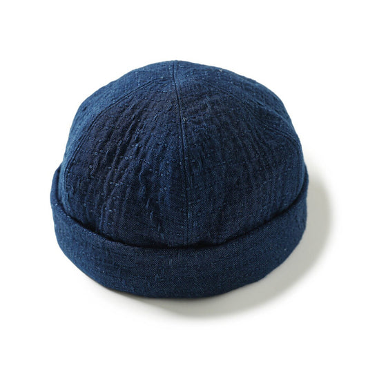 Nissan Sashiko Fabric Sashiko Embroidery Beanie Unisex Hat Blue Cotton Adjustable All-Season Landlord Hat | Japanese vintage | yamalin clothes | Yamalinclothes