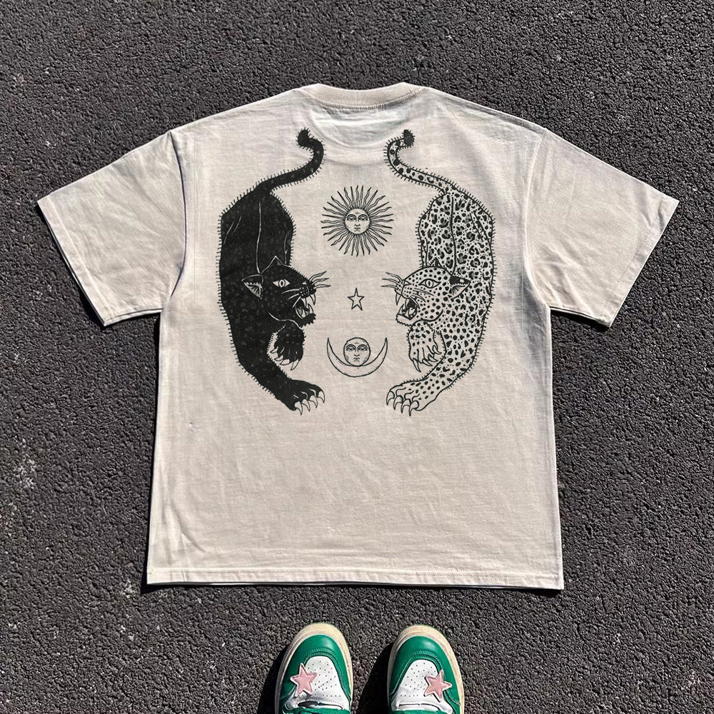 Heavyweight 255G! Day and Night Alternate Oversize West Coast Short Sleeve Couple's Outfit for Men and Women