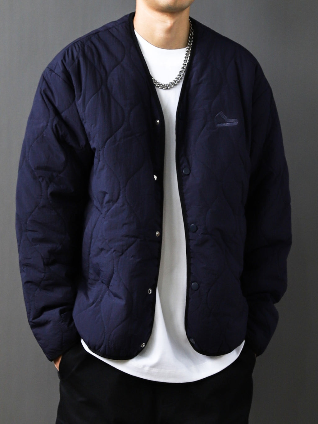 Japanese-Retro Diamond Patch Cotton Jacket – V-Neck Loose Autumn/Winter Fit (Unisex)