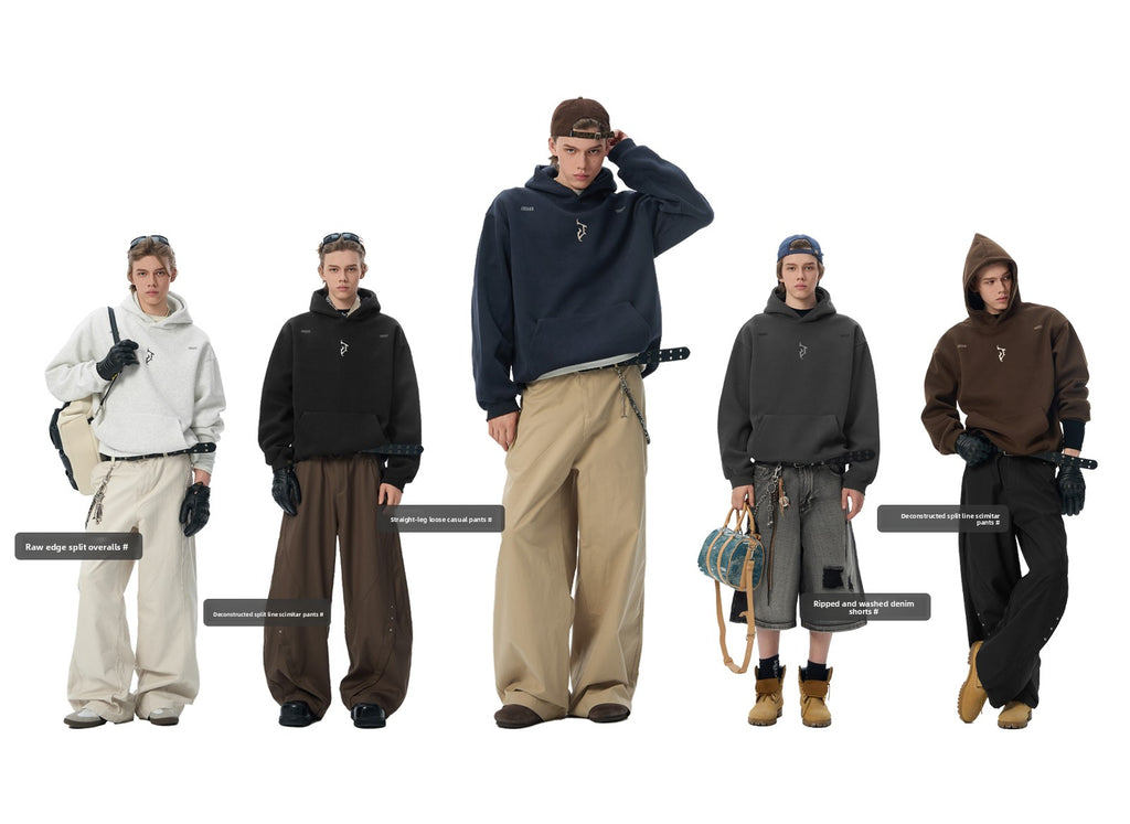 “J” Gothic Letter Hoodie – American High-Street Heavyweight Sweater