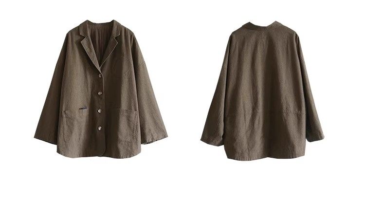 Traditional Loom Linen Blazer - Three-Dimensional Cut Casual Jacket (Women)