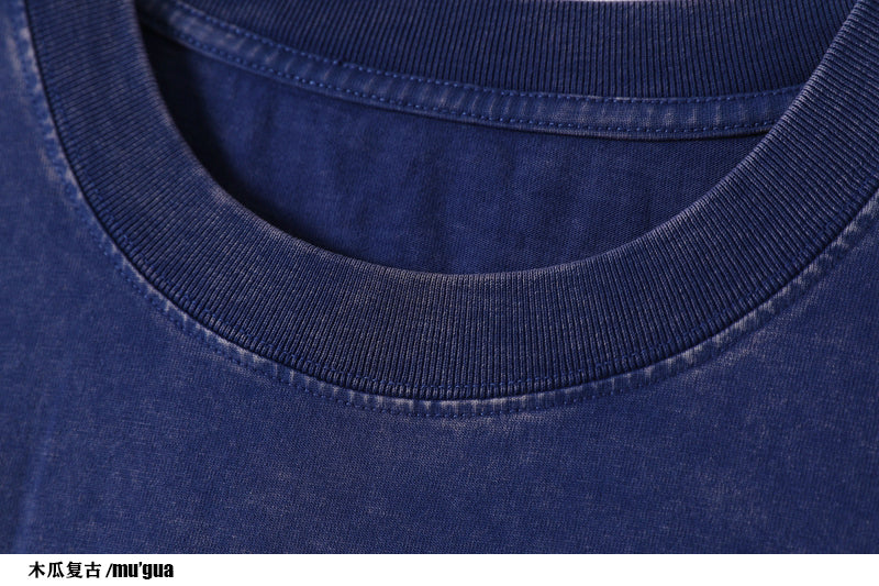 Hand-Embroidered 3D Smiley Face Cotton Tee – Vintage Crewneck Short Sleeve, Casual Unisex