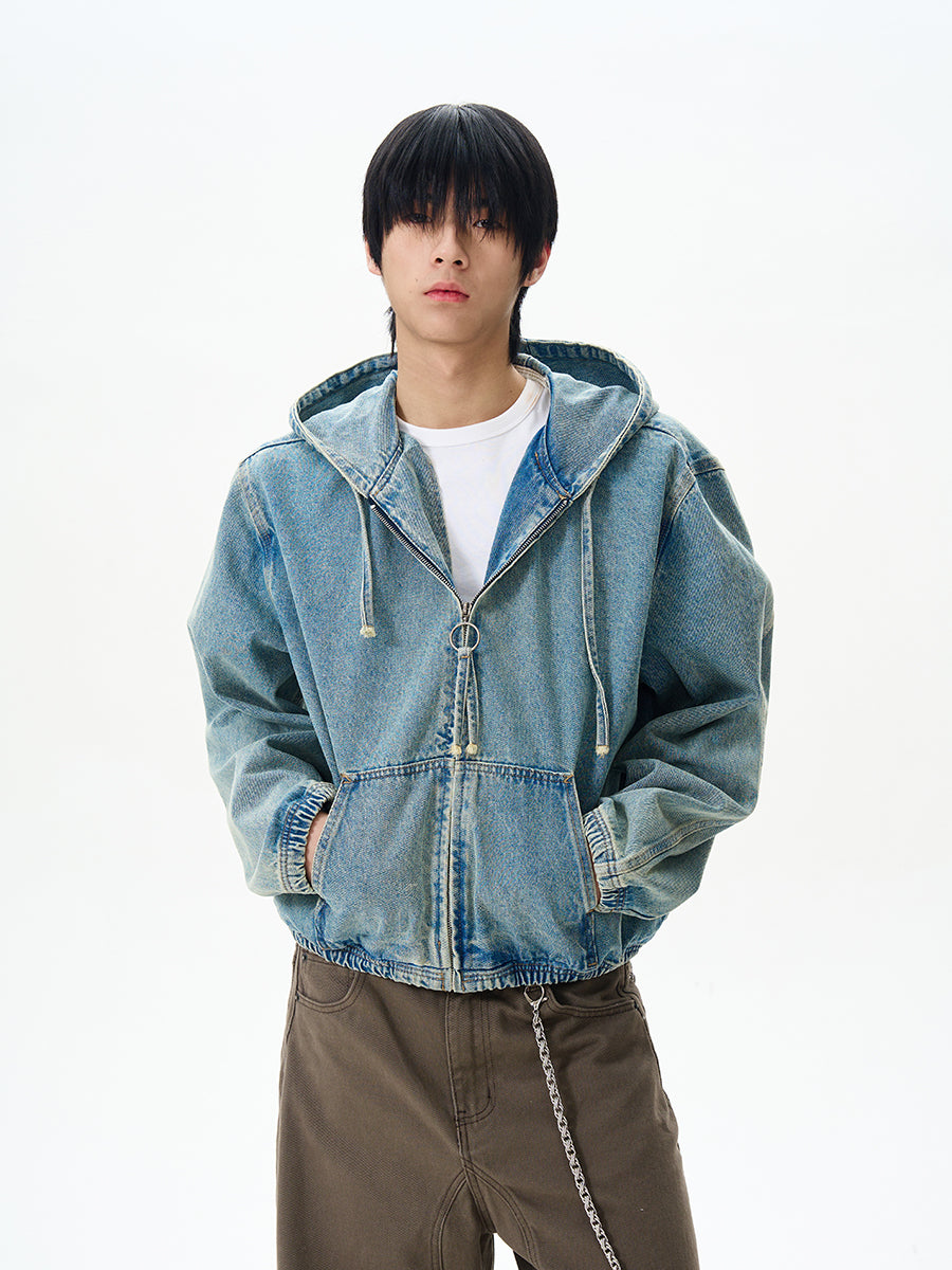 American High Street Hooded Denim Jacket for Men, Trendy Brand with High-End Feel, Cool and Unique Jacket for Couples
