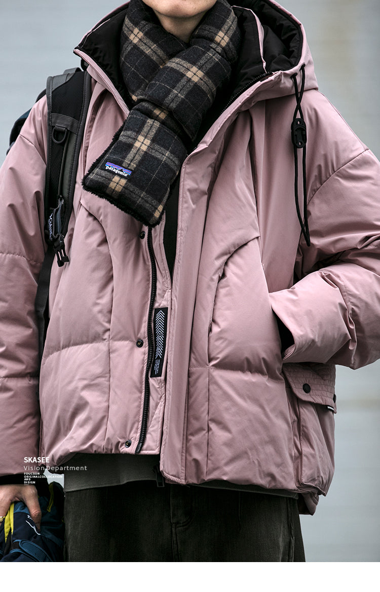 Cleanfit Deconstructed Patchwork Design Down Jacket for Men Winter Couples Outdoor Windproof Workwear 90 White Duck Down Coat