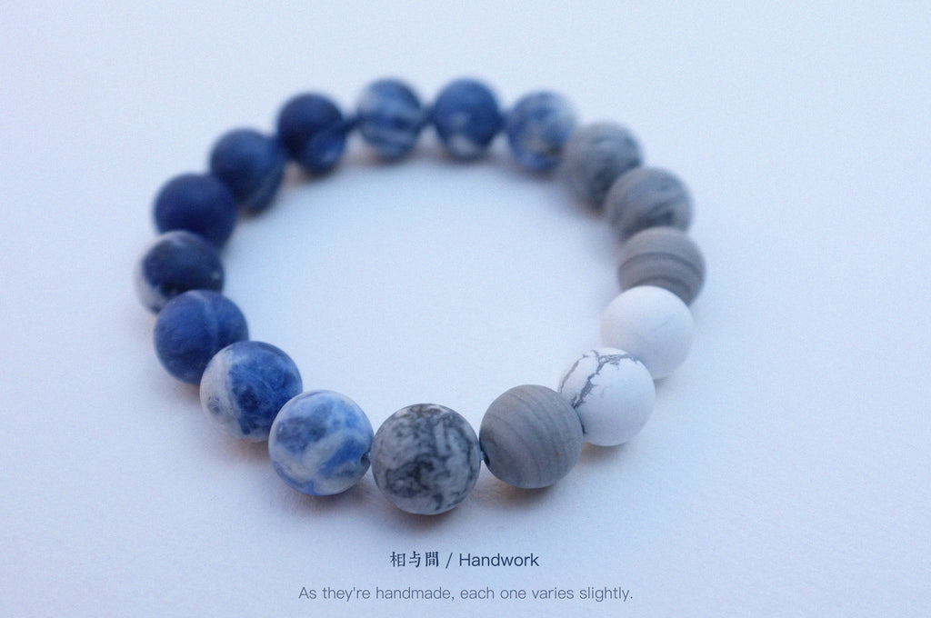 Original Planet Blue Vein Stone Bracelet Gradient Matte Stone Couple Artistic Mountain Sea Natural Bracelet