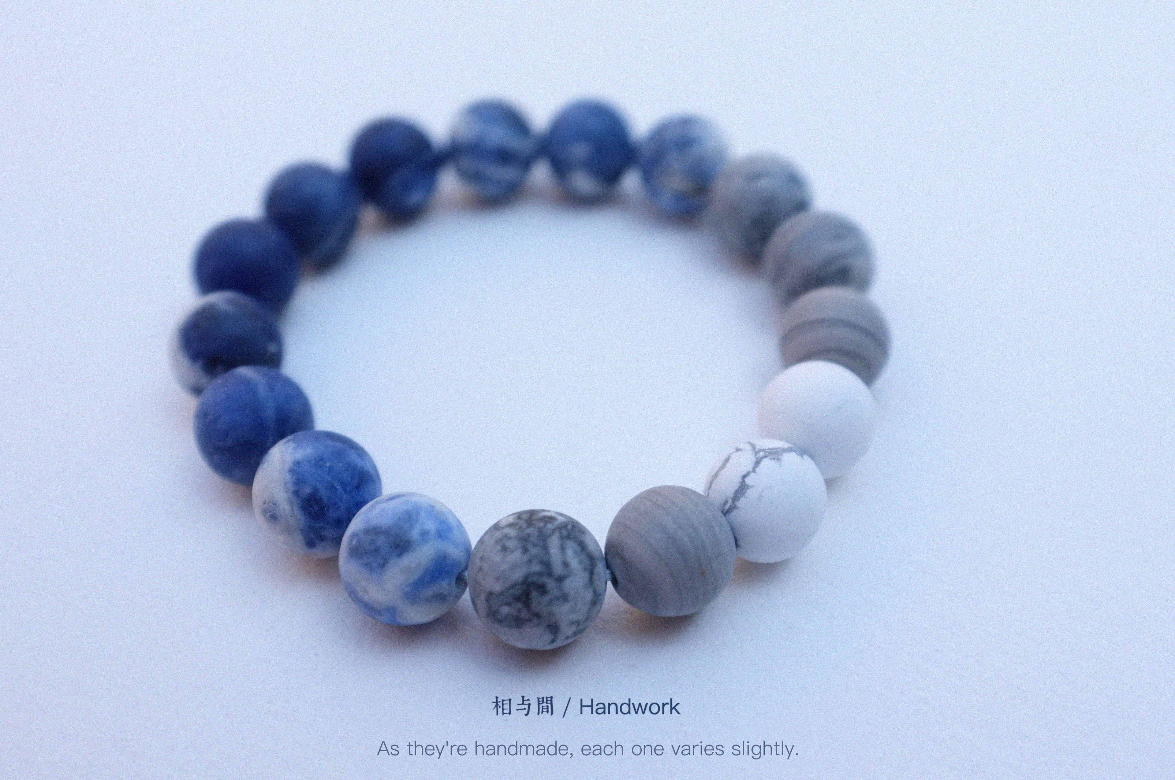 Original Planet Blue Vein Stone Bracelet Gradient Matte Stone Couple Artistic Mountain Sea Natural Bracelet