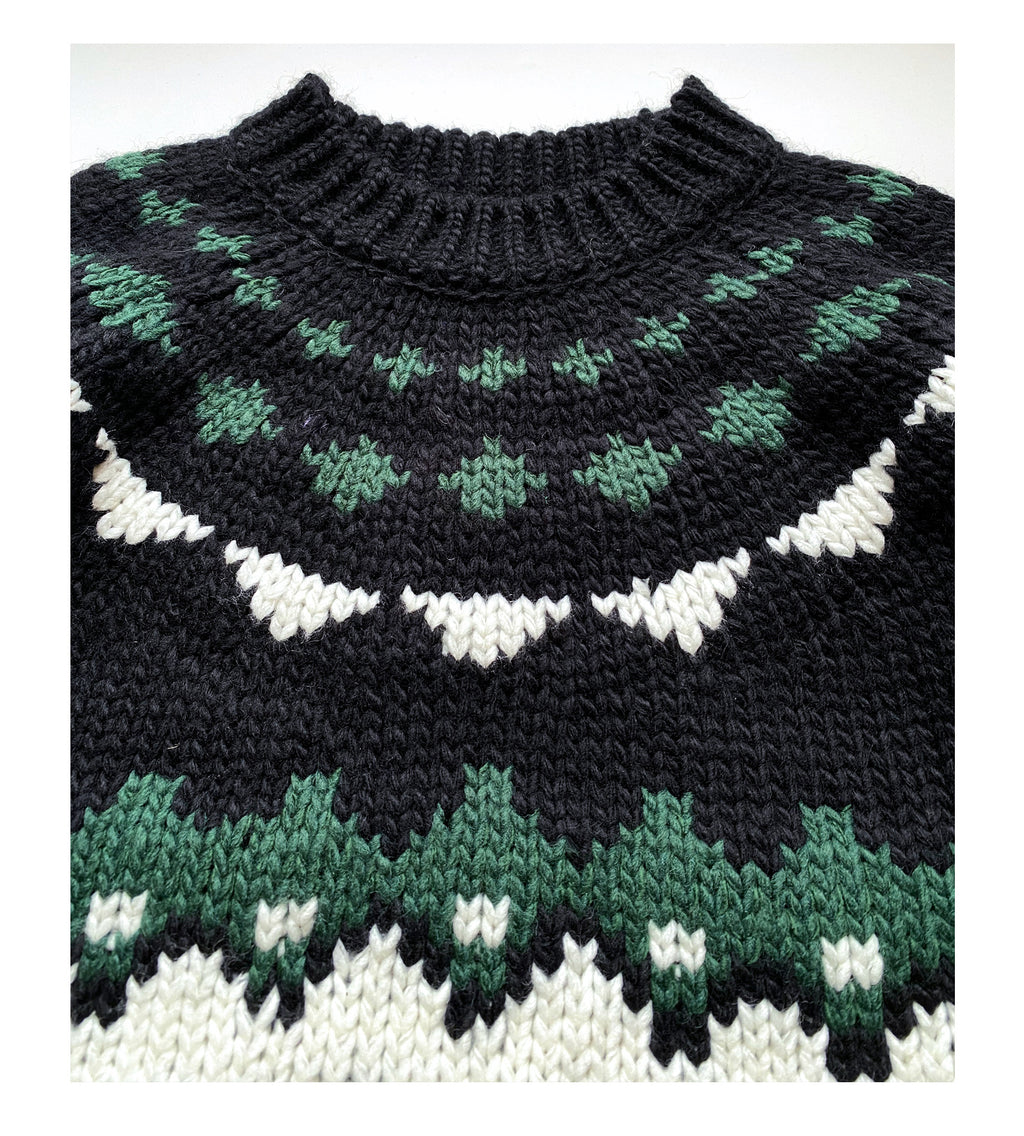 Pure Wool Heavy-Knits Fair Isle Sweater – Retro “Ferris-Wheel” Crew-Neck (Unisex)