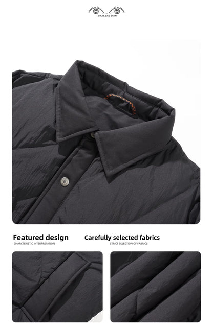 Belgium High-End 85% Duck Down Mid-Length Jacket - Mature Style Winter Coat (Men)
