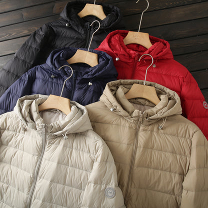 Men's Export Overstock Lightweight Hooded Down Jacket - Autumn Winter Warm Short Cold-Proof Coat