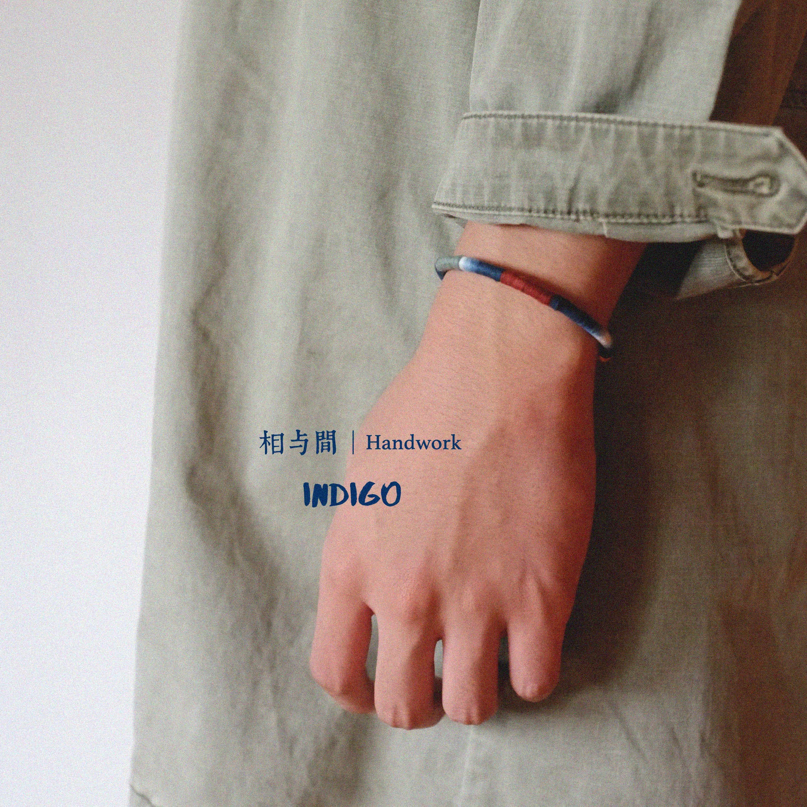 Original Blue Dyed Persimmon Bracelet Plant Dyed Tie-Dye Couple Niche Intangible Cultural Heritage Retro Brass Bracelet