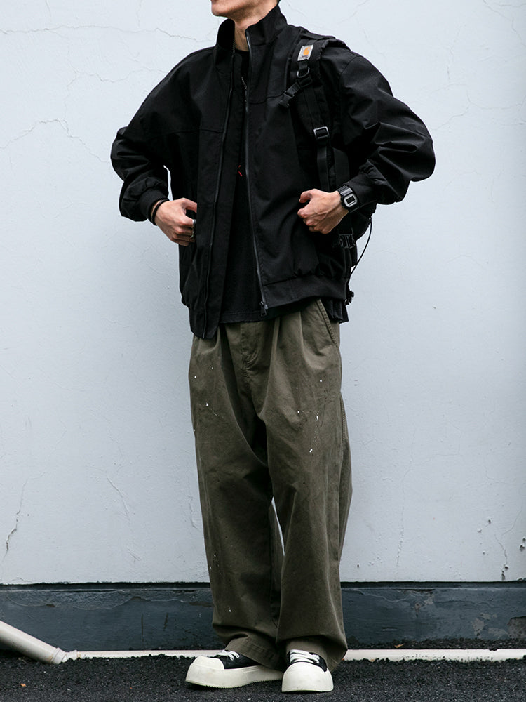 Men's American Style Waterproof Coach Jacket - Trendy Stand Collar Outdoor Windbreaker