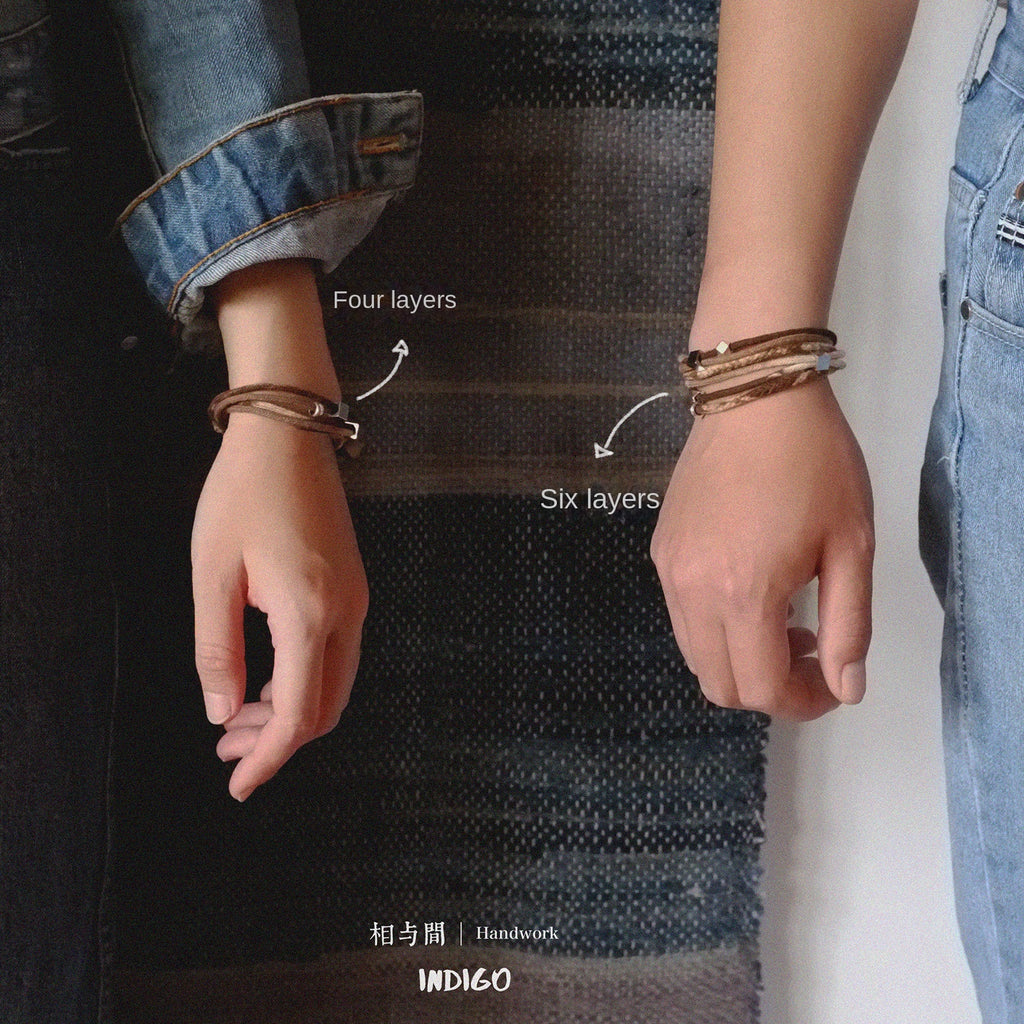 Original Design Multi-Layer Plant Dyed Cotton and Linen Handmade Bracelet 925 Silver Niche Tie-Dye Couple Bracelets