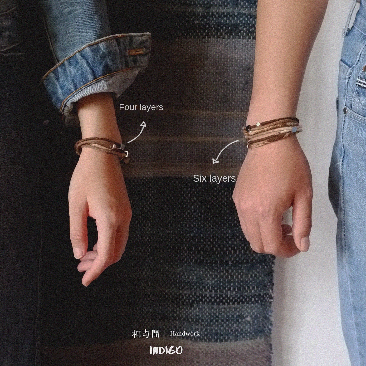 Original Design Multi-Layer Plant Dyed Cotton and Linen Handmade Bracelet 925 Silver Niche Tie-Dye Couple Bracelets