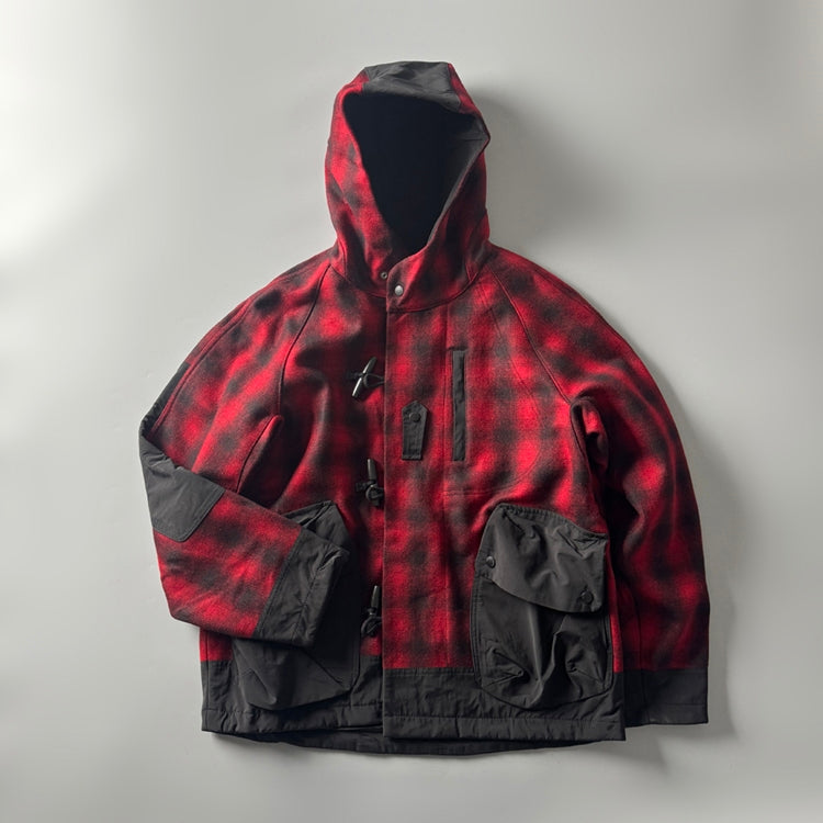 Japanese Retro Plaid Wool Hooded Coat - Thickened Warm Winter Jacket