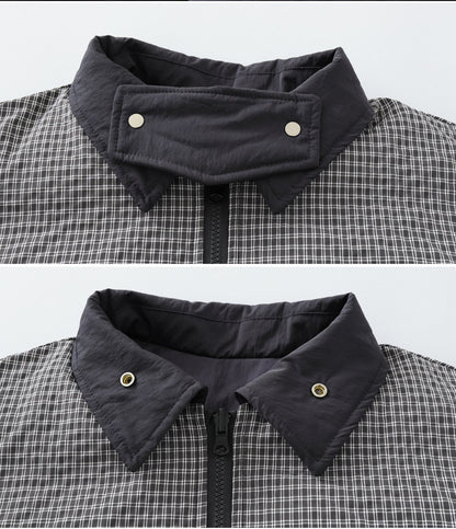 Reversible Plaid Cotton Jacket - Thick Double-Sided Multi-Pocket Coat (Men)