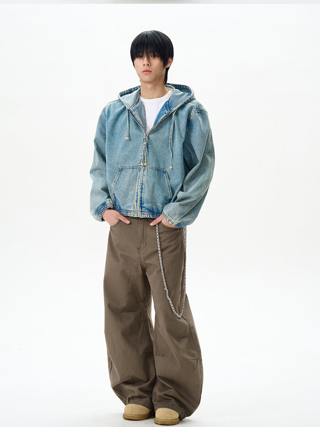 American High Street Hooded Denim Jacket for Men, Trendy Brand with High-End Feel, Cool and Unique Jacket for Couples