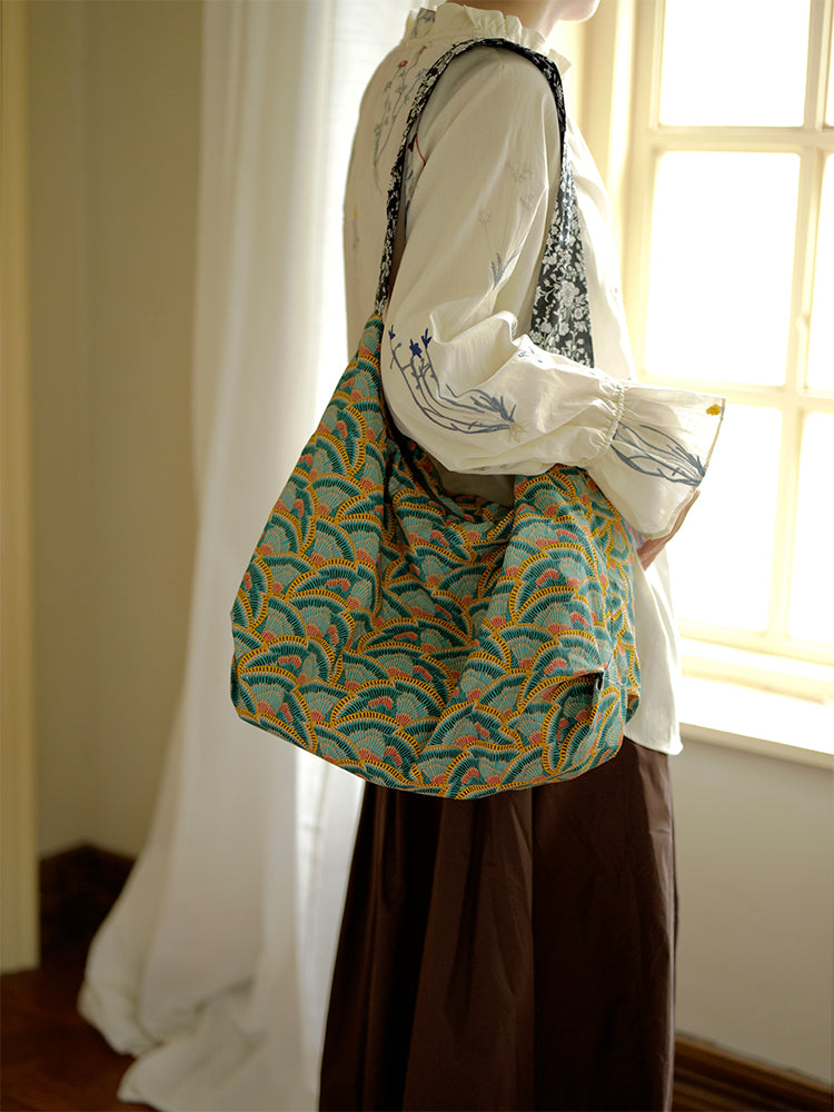 Original Spring Summer New Print Large Capacity Retro Shoulder Bag Fashion Crossbody Lightweight Tote Bag