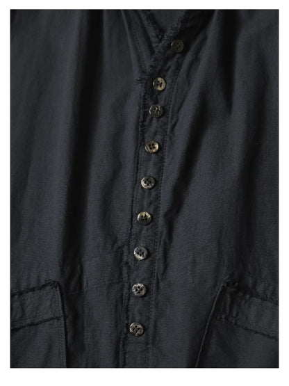 25AW Kapital Kazuhiro Hirata Cotton-Linen Shirt – Double Pocket, Irregular Button, Loose Japanese Streetwear
